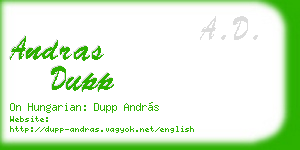 andras dupp business card